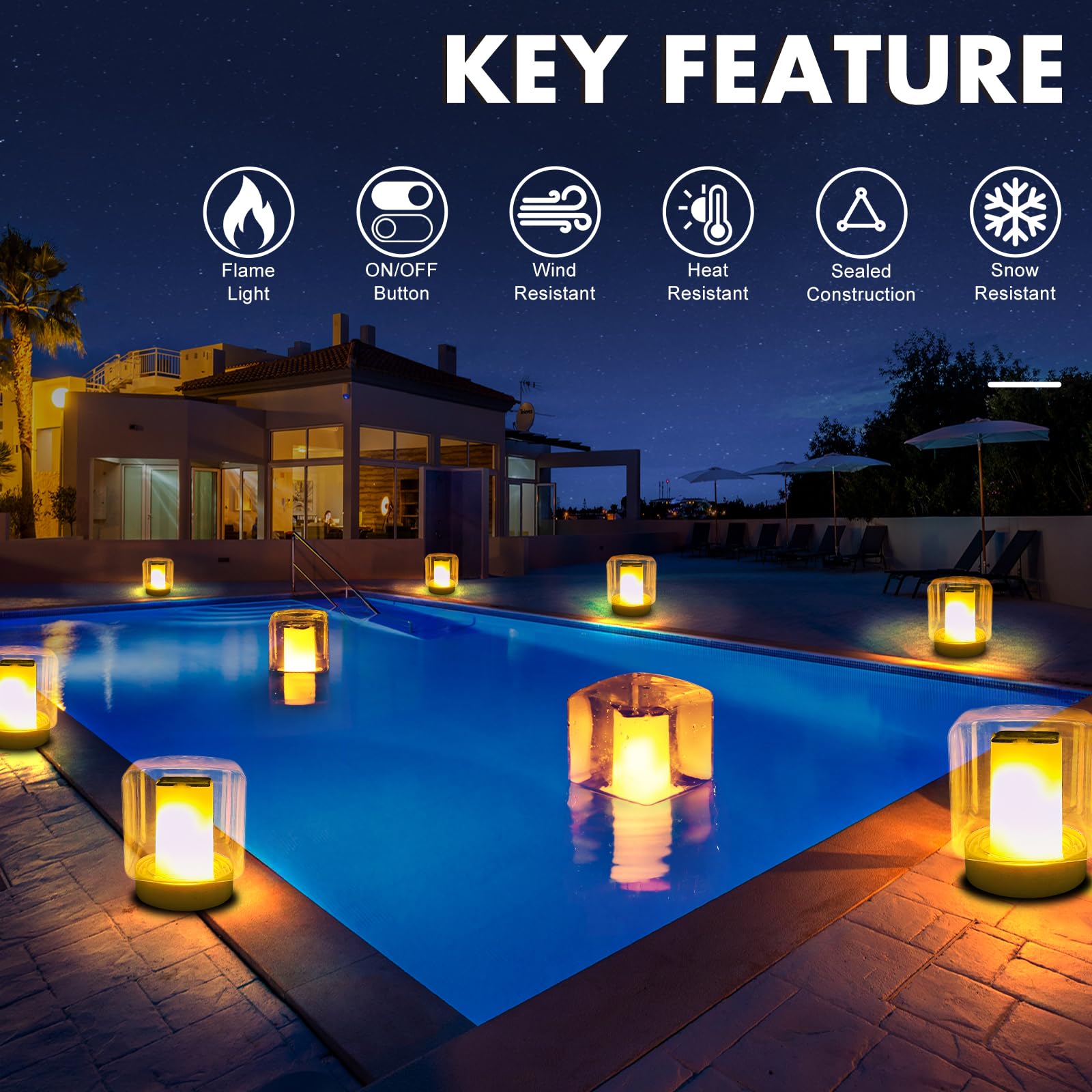 LanPool flame-mode light offers candle-like glow for parties.