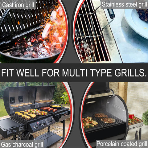 Lanpuly grill scraper fits electric, gas, charcoal, and porcelain-coated grills.