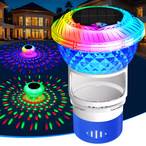 LanSuper 2025 upgrade pool chlorine floater with marquee light enhances nighttime swimming ambience.