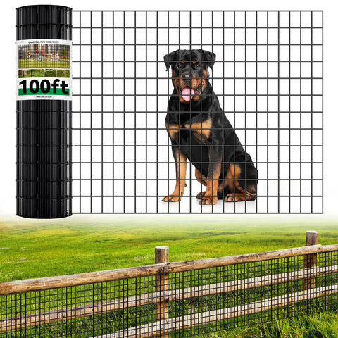 Lansybel welded wire fence in a long 100 ft roll for garden boundaries.