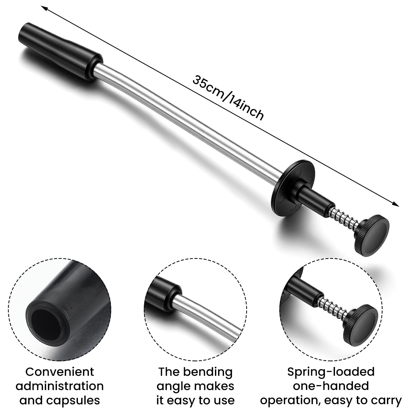 Lanties curved bolus gun with stainless steel body ensuring farm durability