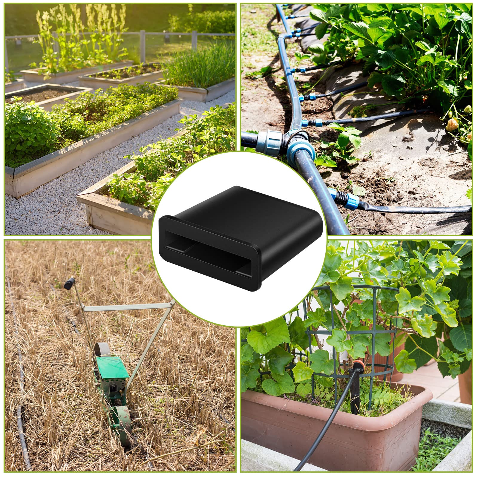 Lanties vegetable bed irrigation row end setup demonstrating clean wiring and fit