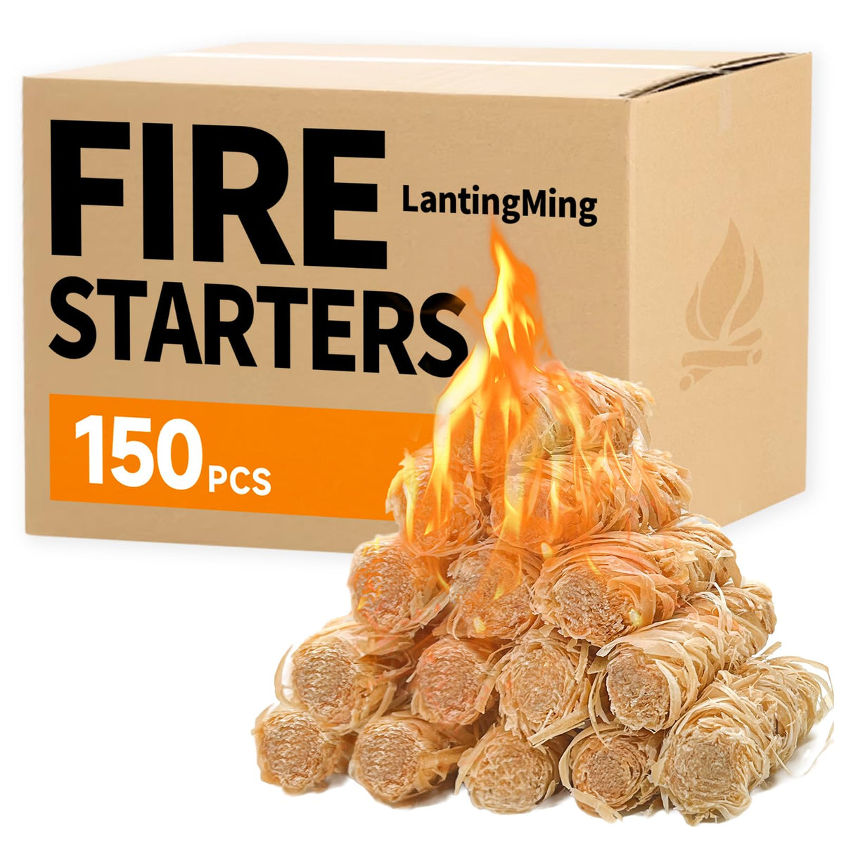 LantingMing 150pc fire starter pack for fast, reliable ignition in fireplaces and campfires.