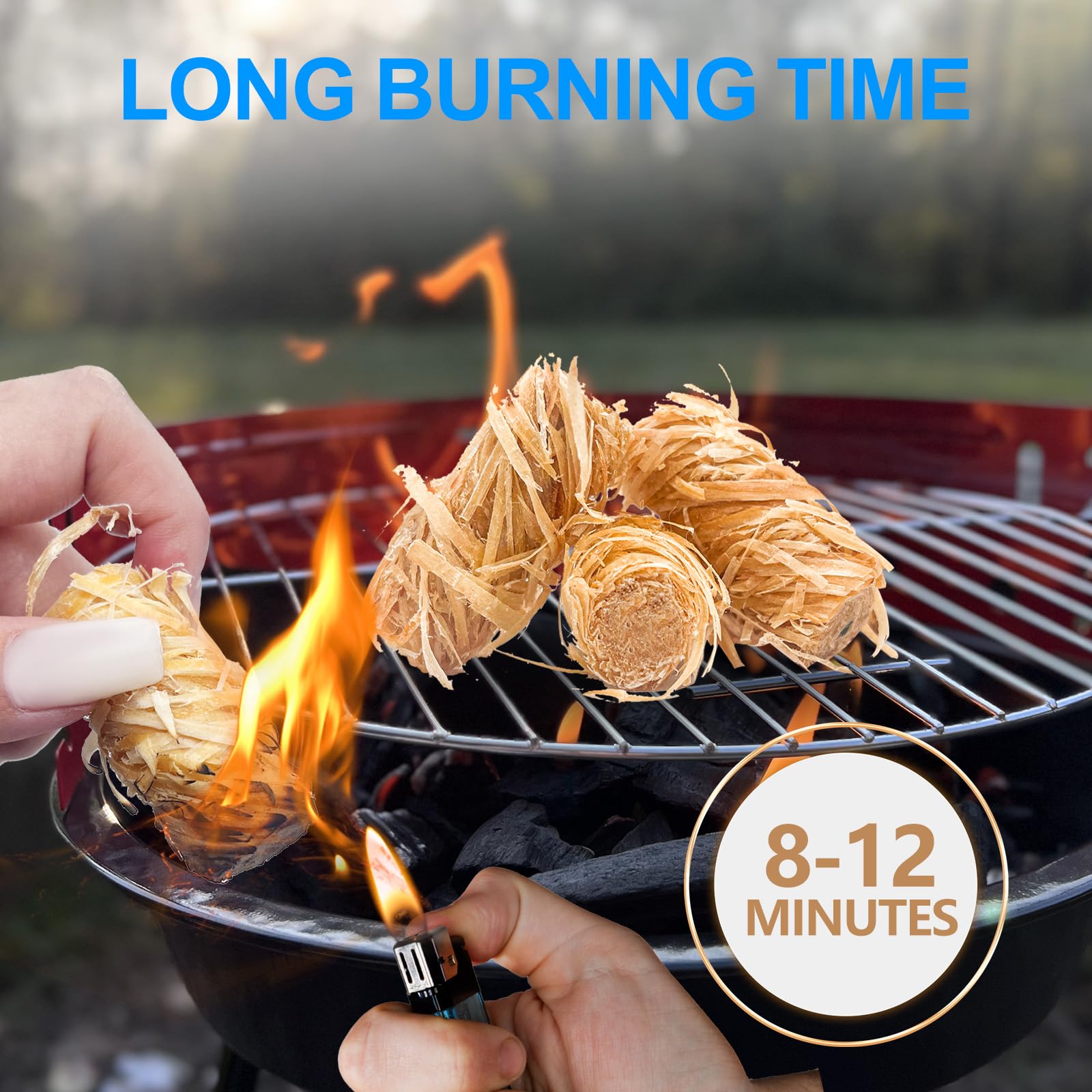 LantingMing natural fire starter with pine wood and paraffin for long burn.