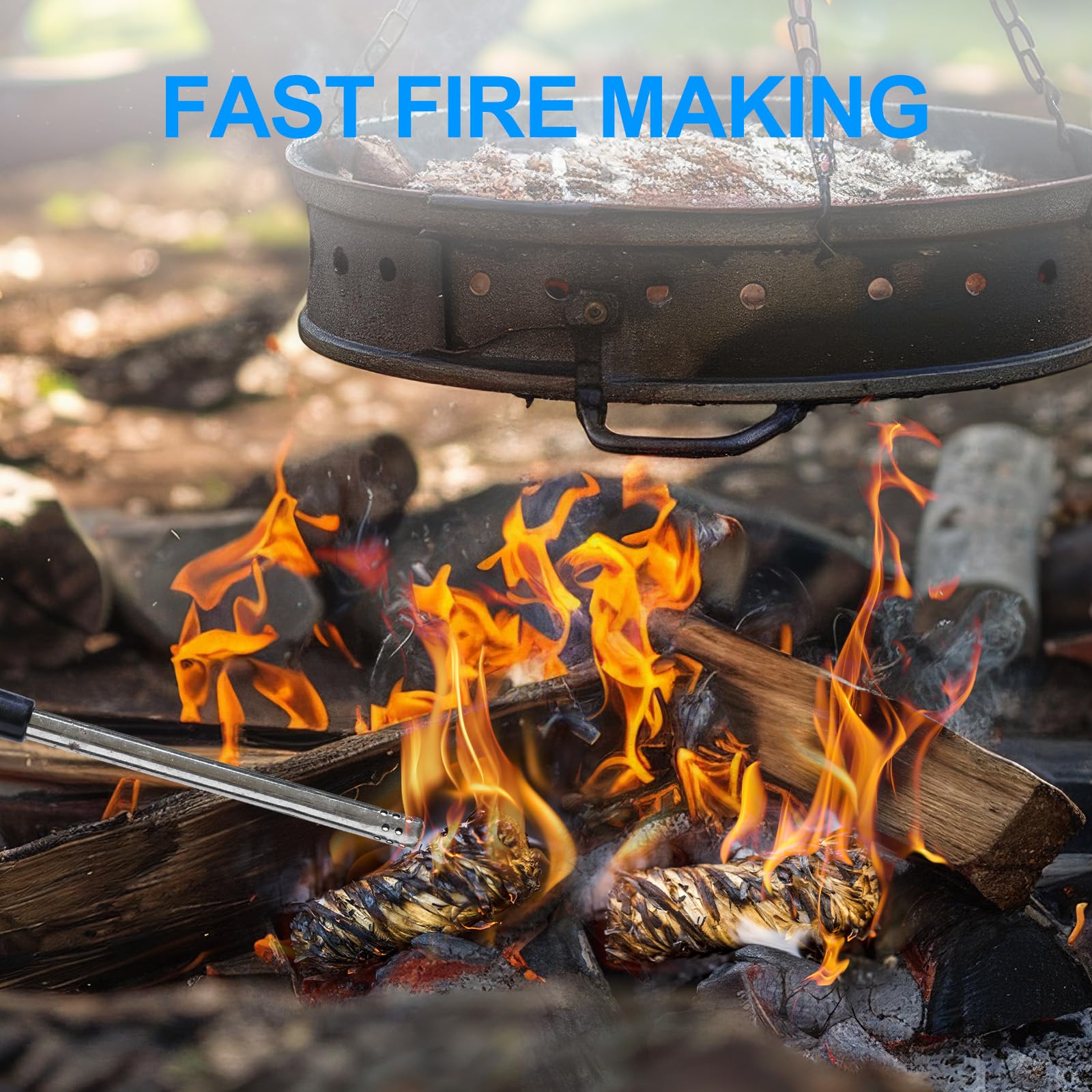 LantingMing waterproof fire starter demonstrating windproof performance for outdoor grilling.