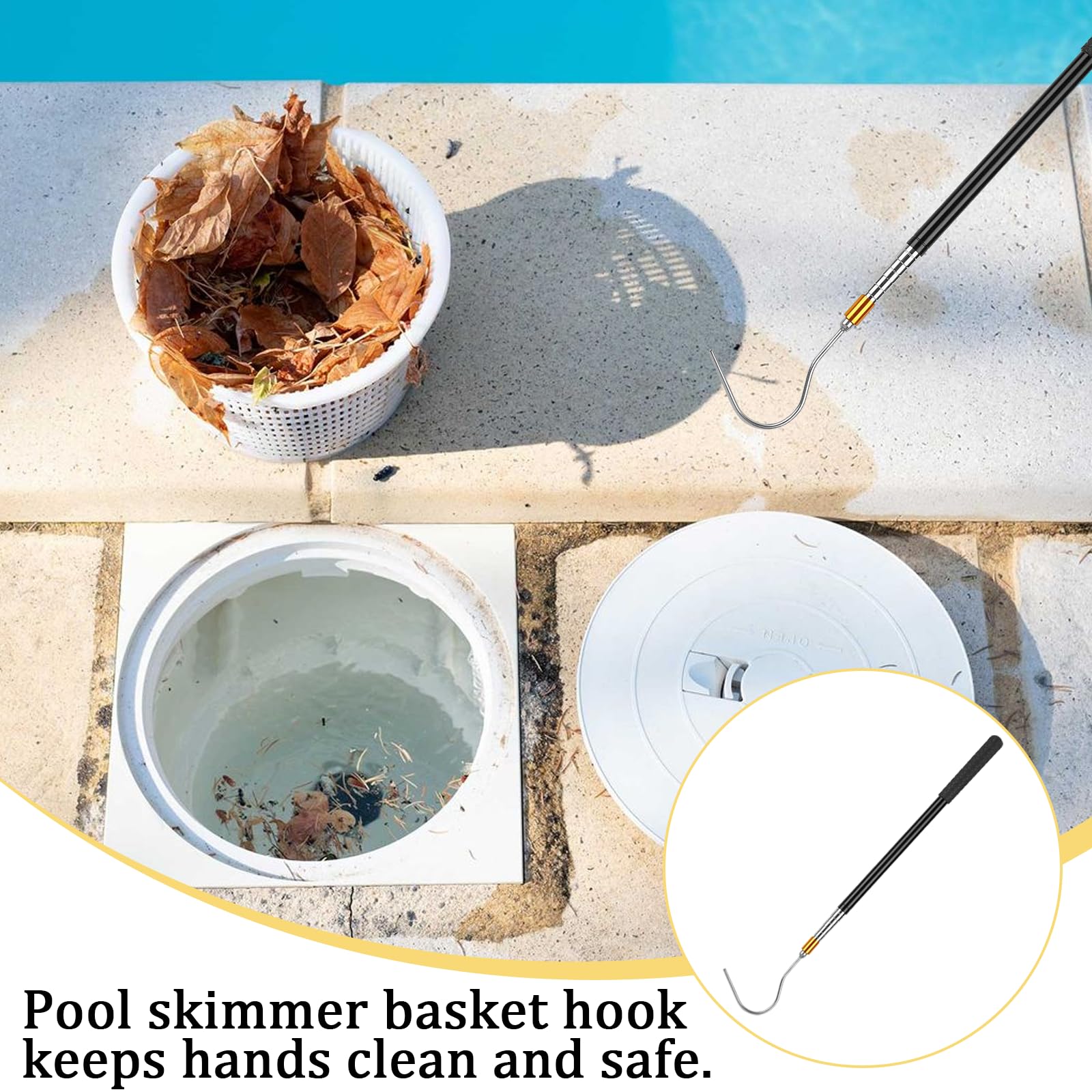 LANTONGJIANPP multi-use pool hook retrieves hoses and toys quickly
