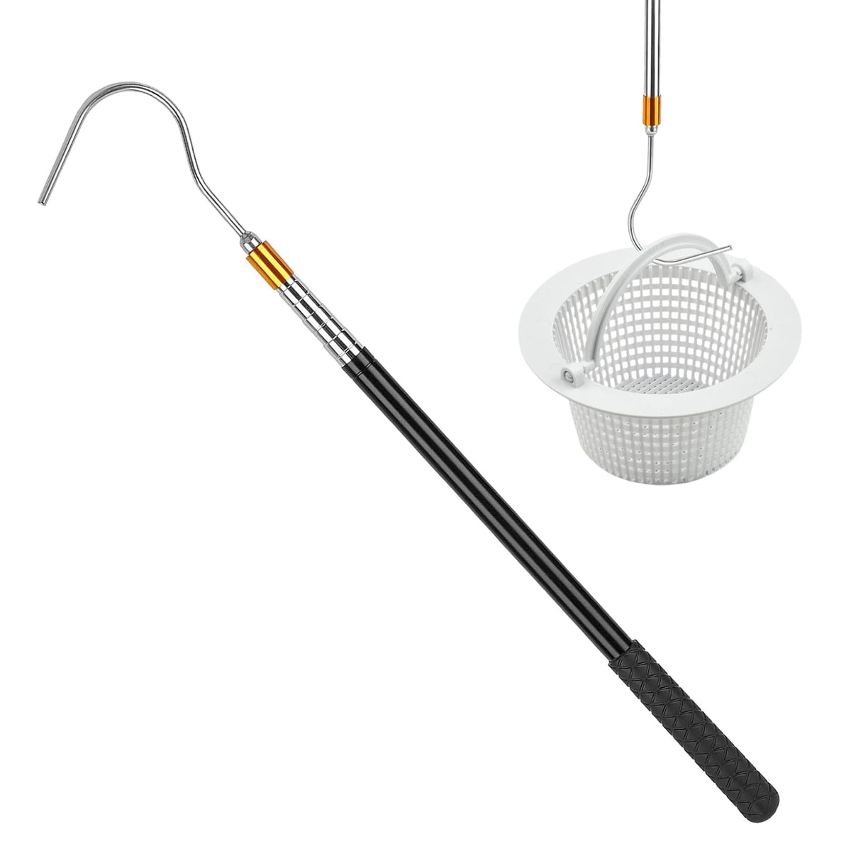 LANTONGJIANPP pool skimmer basket hook extendable reaches distant baskets for faster cleaning