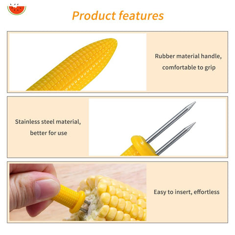 LaoChoes corn holders with plastic non-slip handles for safer grilling.