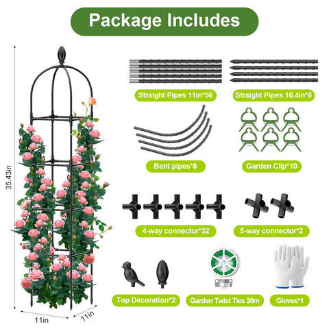 Laodier black obelisk enhances vertical garden aesthetics and space efficiency