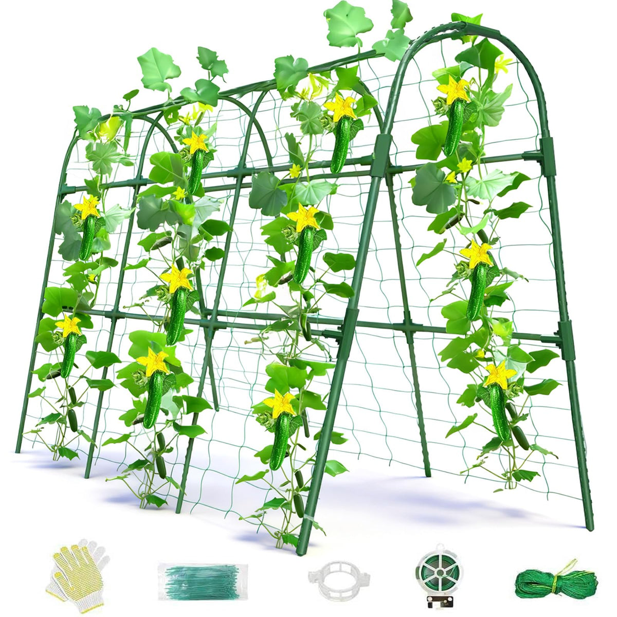 Laodier cucumber trellis arch supports climbing cucumbers in raised beds