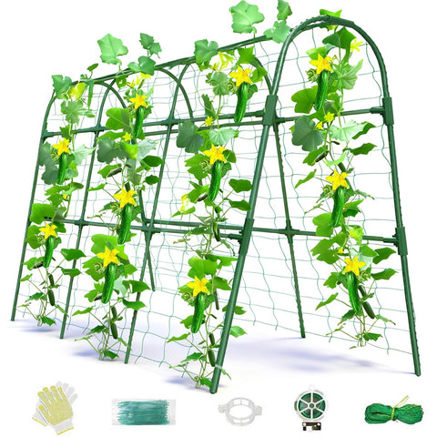 Laodier cucumber trellis arch supports climbing cucumbers in raised beds