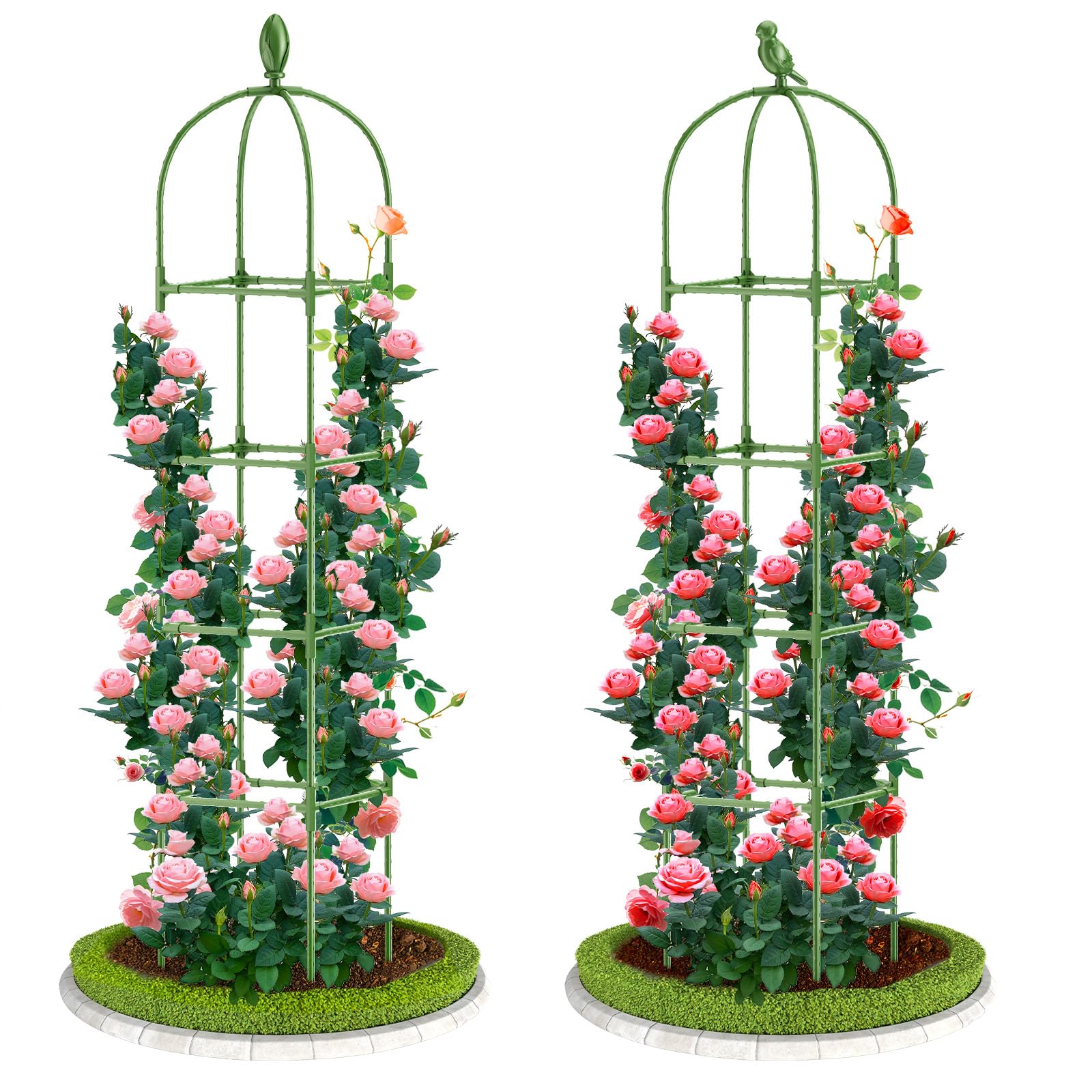 Laodier garden obelisk trellis stands 70in tall, perfect for vertical climbing plants in tight spaces.