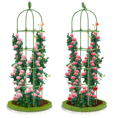 Laodier garden obelisk trellis stands 70in tall, perfect for vertical climbing plants in tight spaces.
