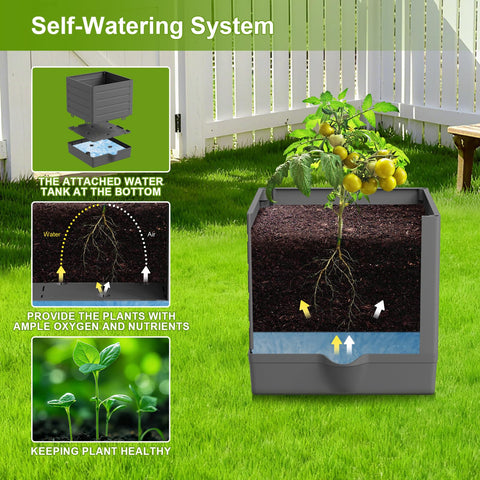 Laodier self-watering bottom reservoir keeps soil evenly moist.