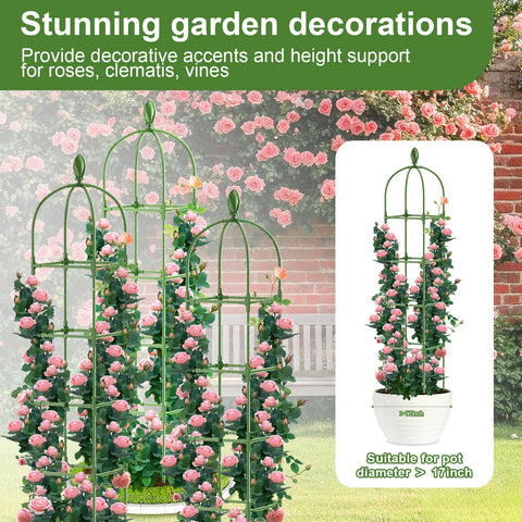 Laodier obelisk uses a thick 0.43-inch pipe for durable climbing plant support.