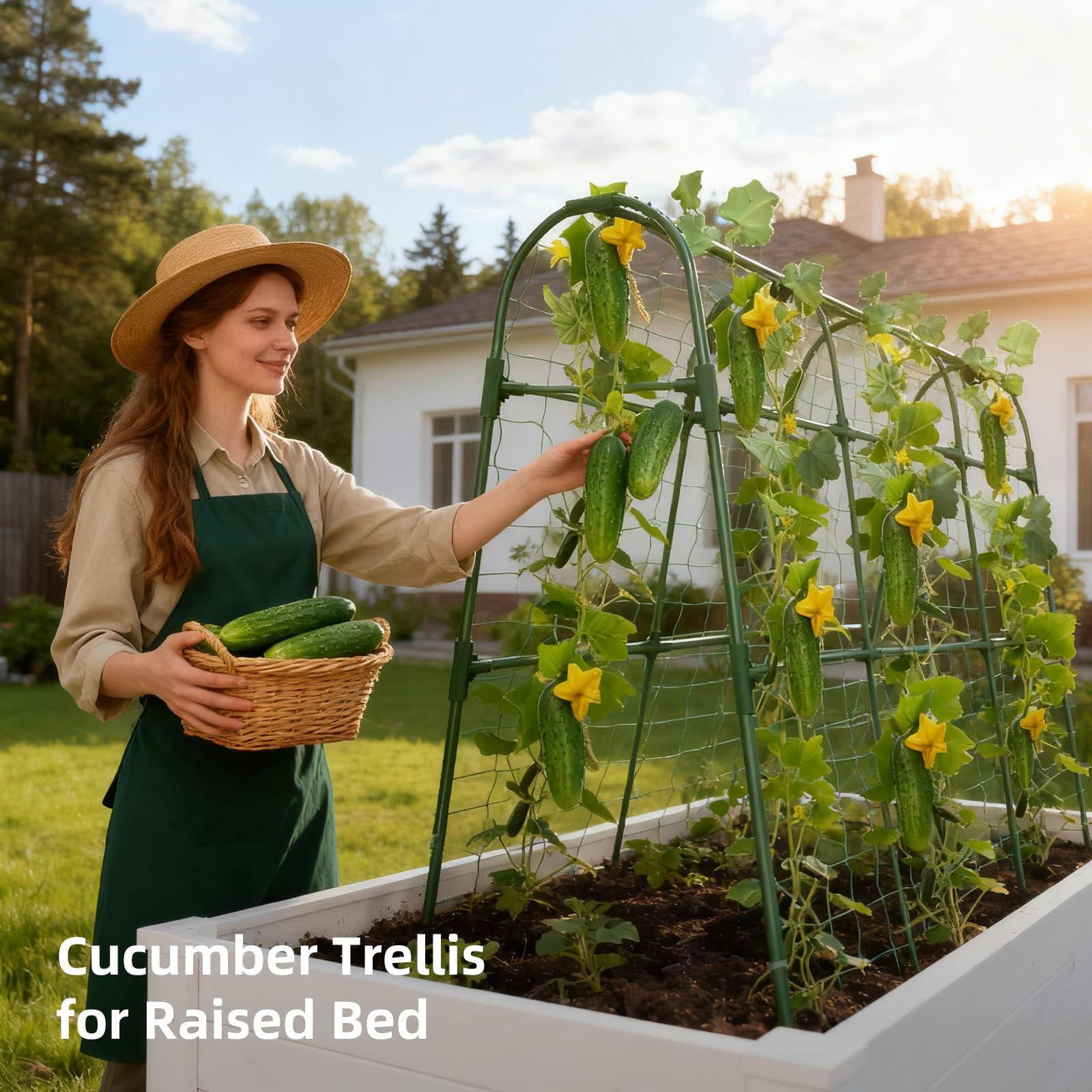 Laodier trellis measures 47.2 by 30 by 47 inches for compact raised beds