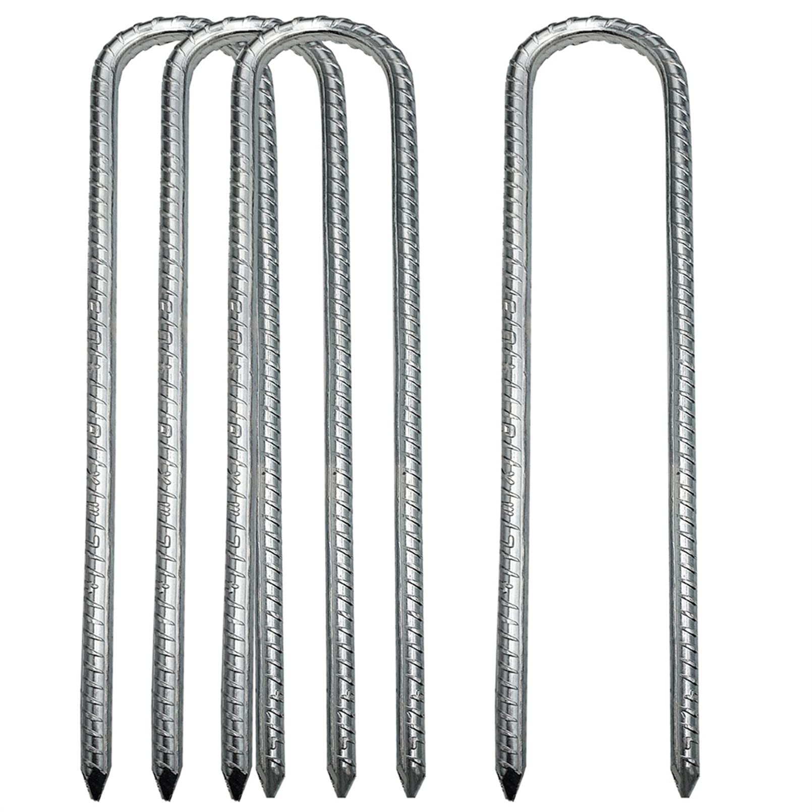 LAOJU ground stakes, 12-inch galvanized steel for secure outdoor anchoring.