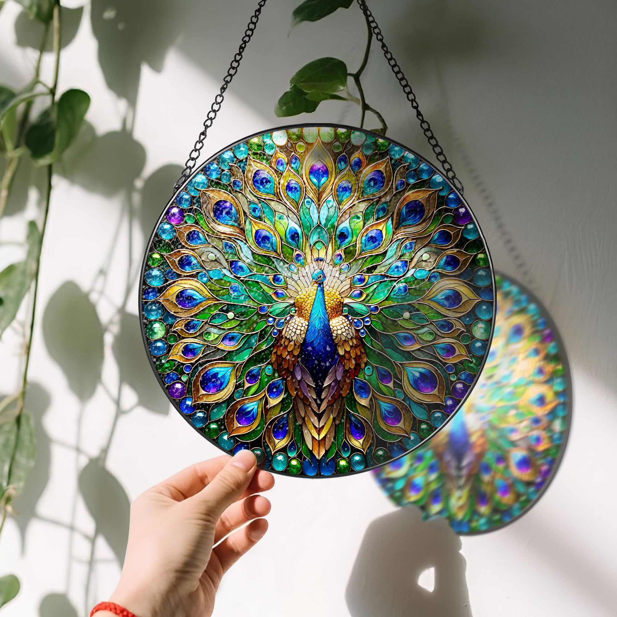 LAOWEIKI black-metal-frame suncatcher blends durability and elegance for indoor or outdoor display.