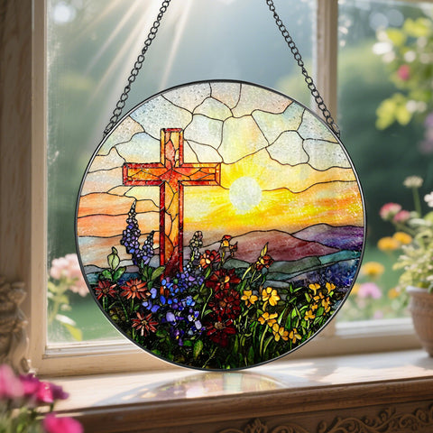 LAOWEIKI window suncatcher with a plastic hook for easy hanging