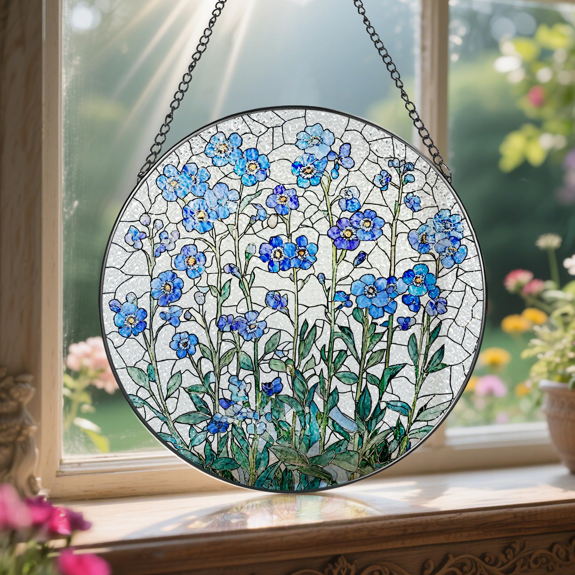 LAOWEIKI gift idea for women or family with Forget Me Not motif
