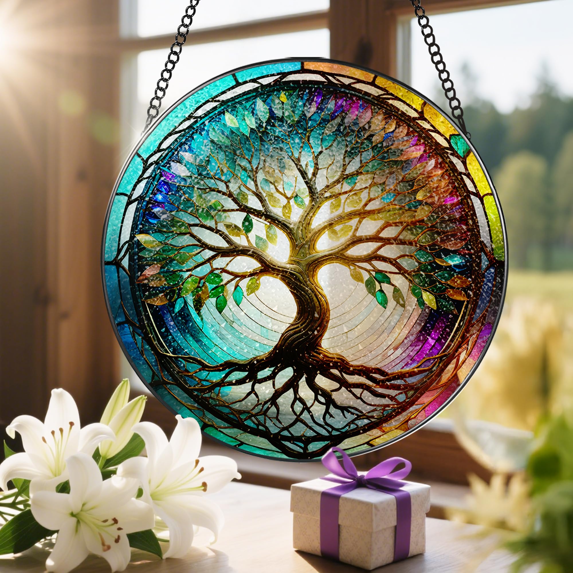 LAOWEIKI gift-ready stained glass decor ideal for mom or grandma.
