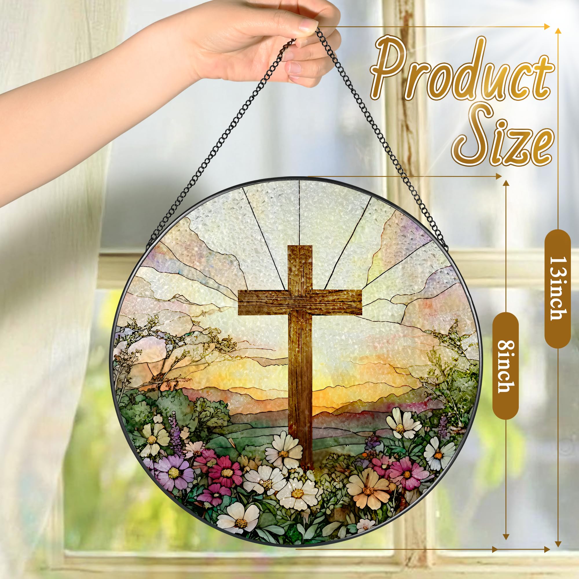 LAOWEIKI sunlit cross suncatcher adds color when sunlight passes through.