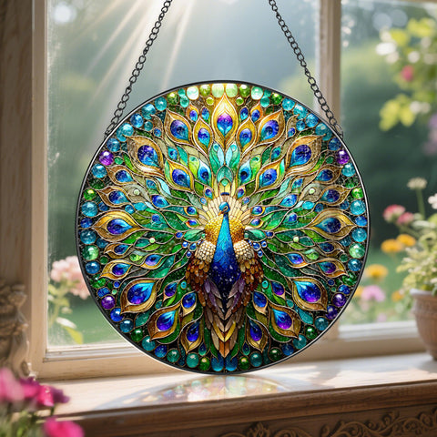 LAOWEIKI eight-inch suncatcher reflects vibrant light in gardens or patios.