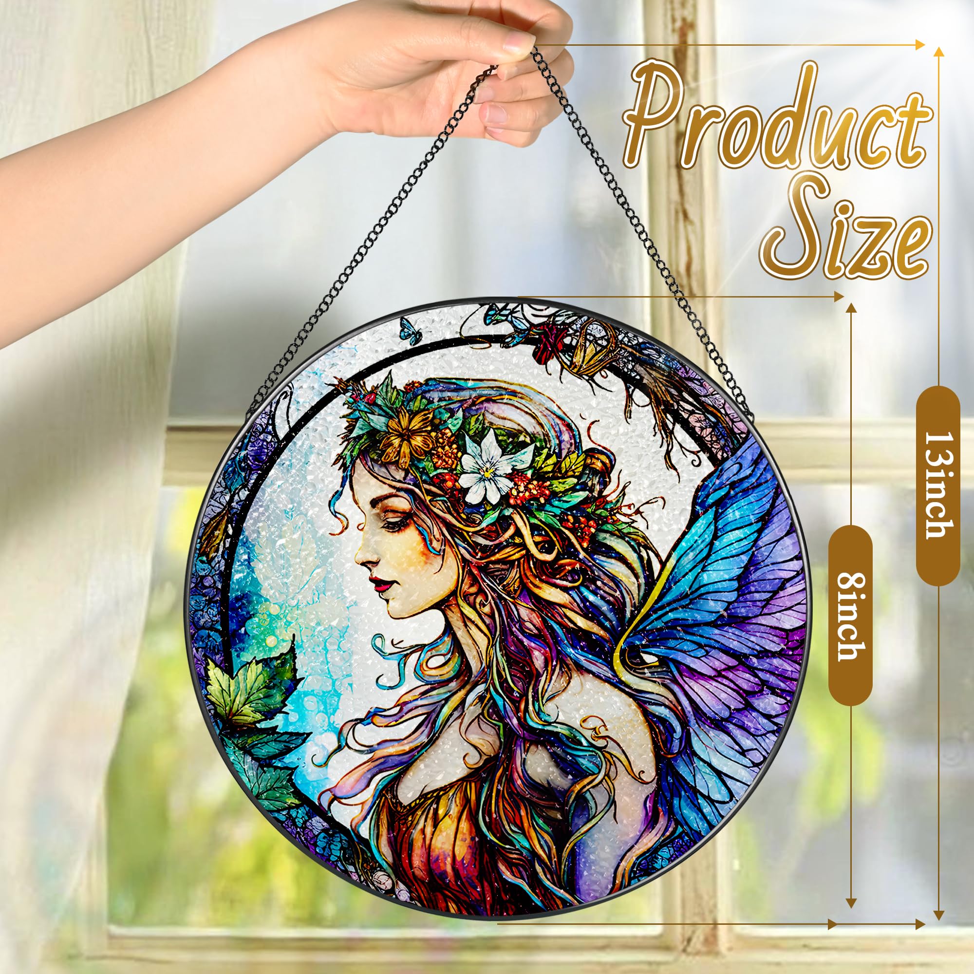 LAOWEIKI suncatcher hung in a sunny window creates colorful light play