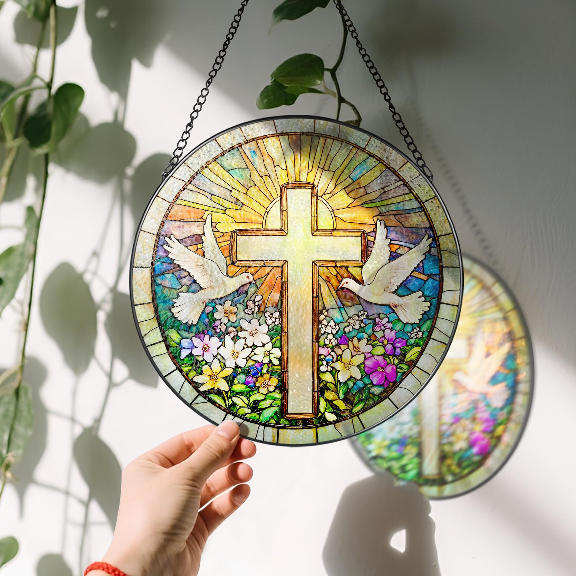 LAOWEIKI Wildflowers suncatcher with UV printing for long-lasting color.