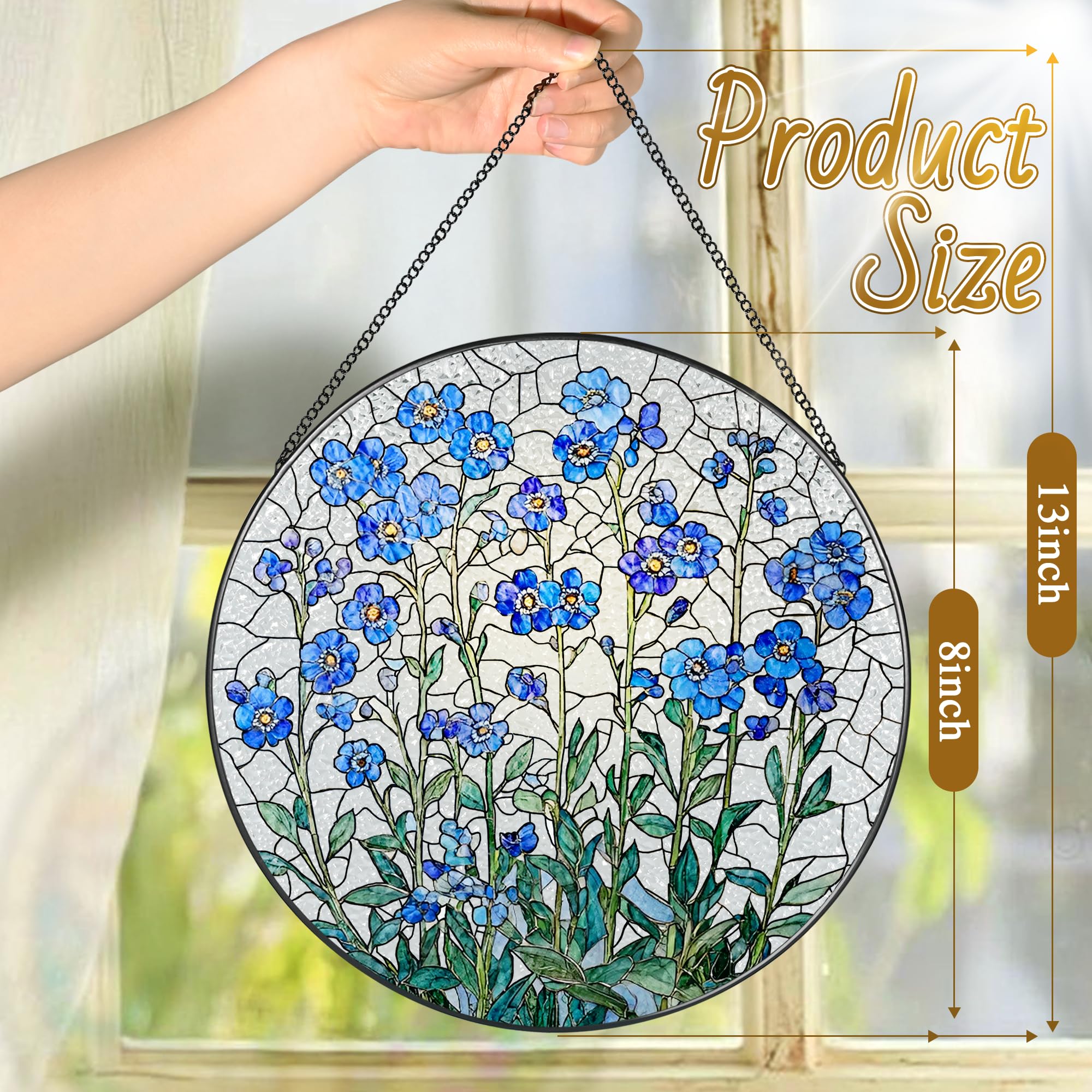 LAOWEIKI window decor stained glass flower glows softly