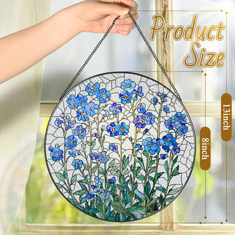 LAOWEIKI window decor stained glass flower glows softly