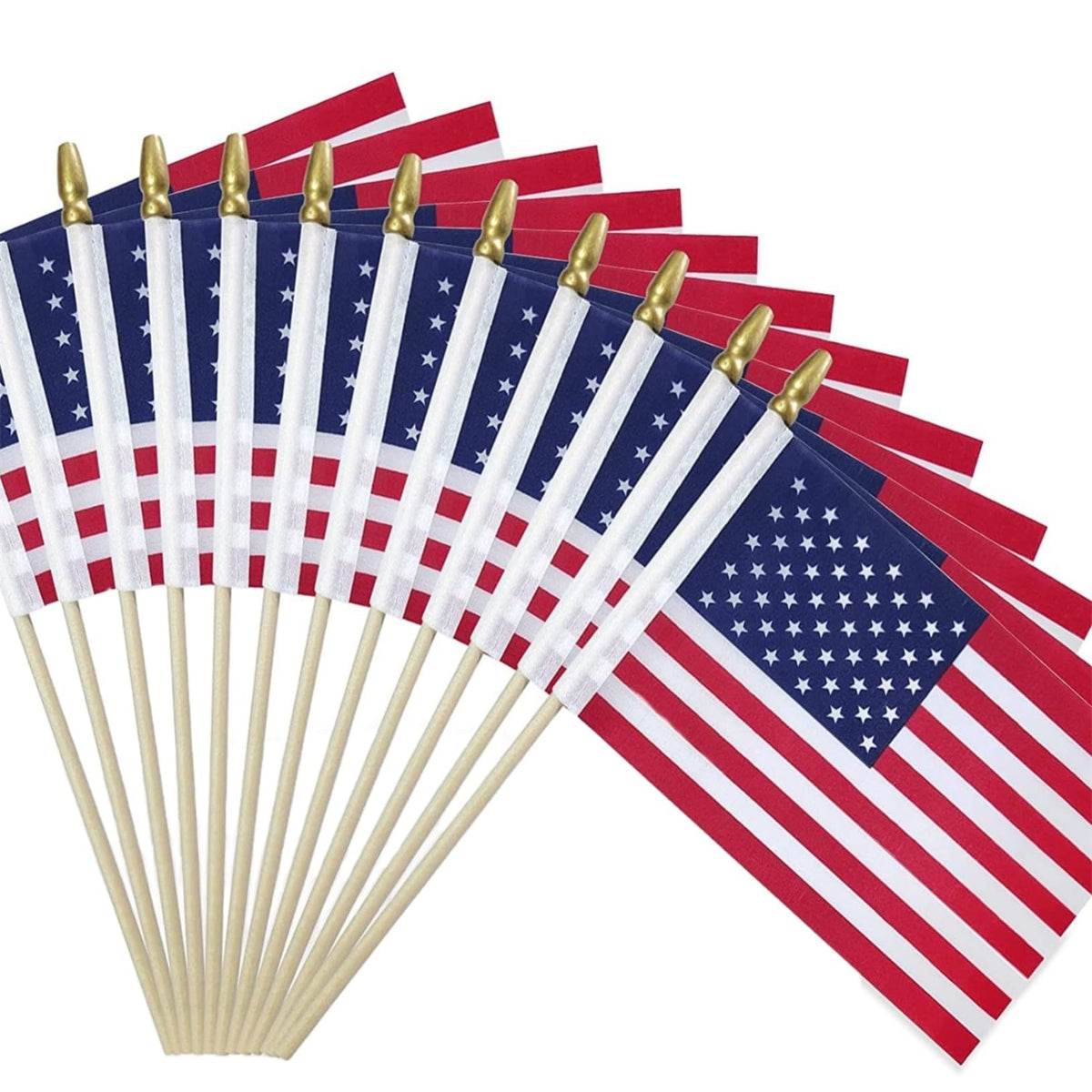 Lapogy USA flags on sticks for outdoor yard display, 50-pack.