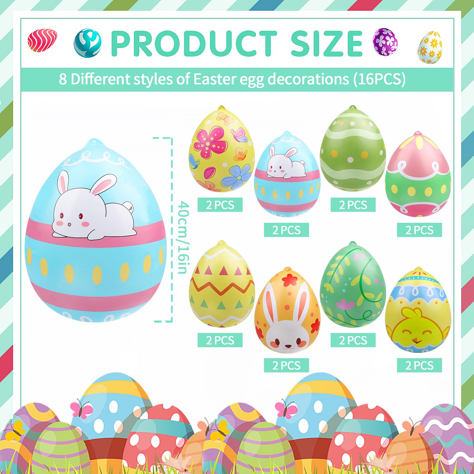 Larber 16-inch inflatable Easter egg in pink for garden parties and festive interiors.