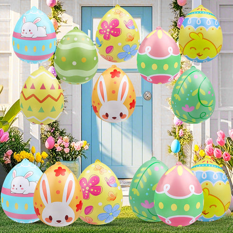Larber 16-inch inflatable Easter egg in yellow for outdoor egg hunts and yard decor.