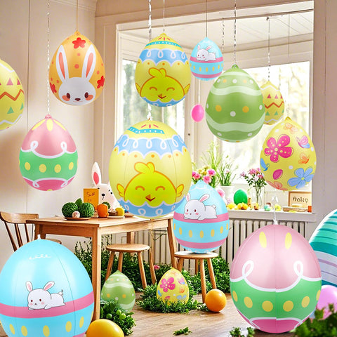 Larber Easter-themed inflatable egg with bunny pattern for festive hunts.