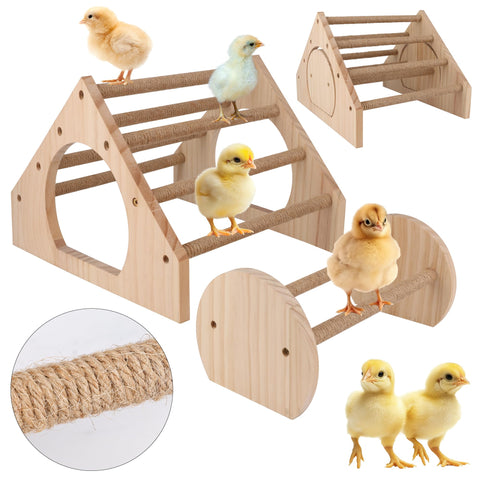 Larbeti chick roosting stand with rope offers a safer, non-slip perch for growing chicks.