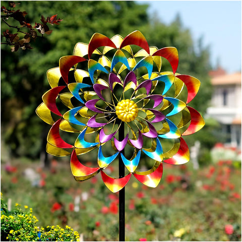 Lariander garden wind spinner rainbow 84-inch yard art adds vibrant color to outdoor spaces.