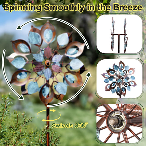 Lariander wind spinner tall pole profile at 84 inches enhances outdoor visibility.