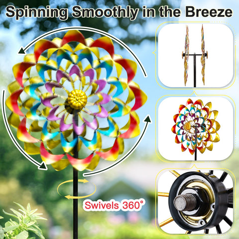Lariander 84-inch height windmill spins gracefully in the breeze for eye-catching motion.