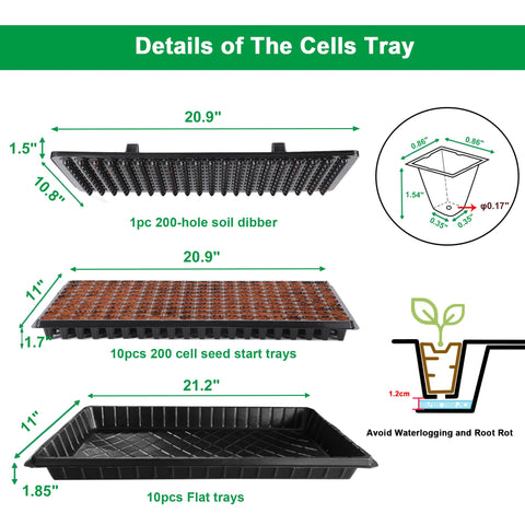 LARNORJE 200-hole seed tray close-up shows uniform planting holes for even germination.