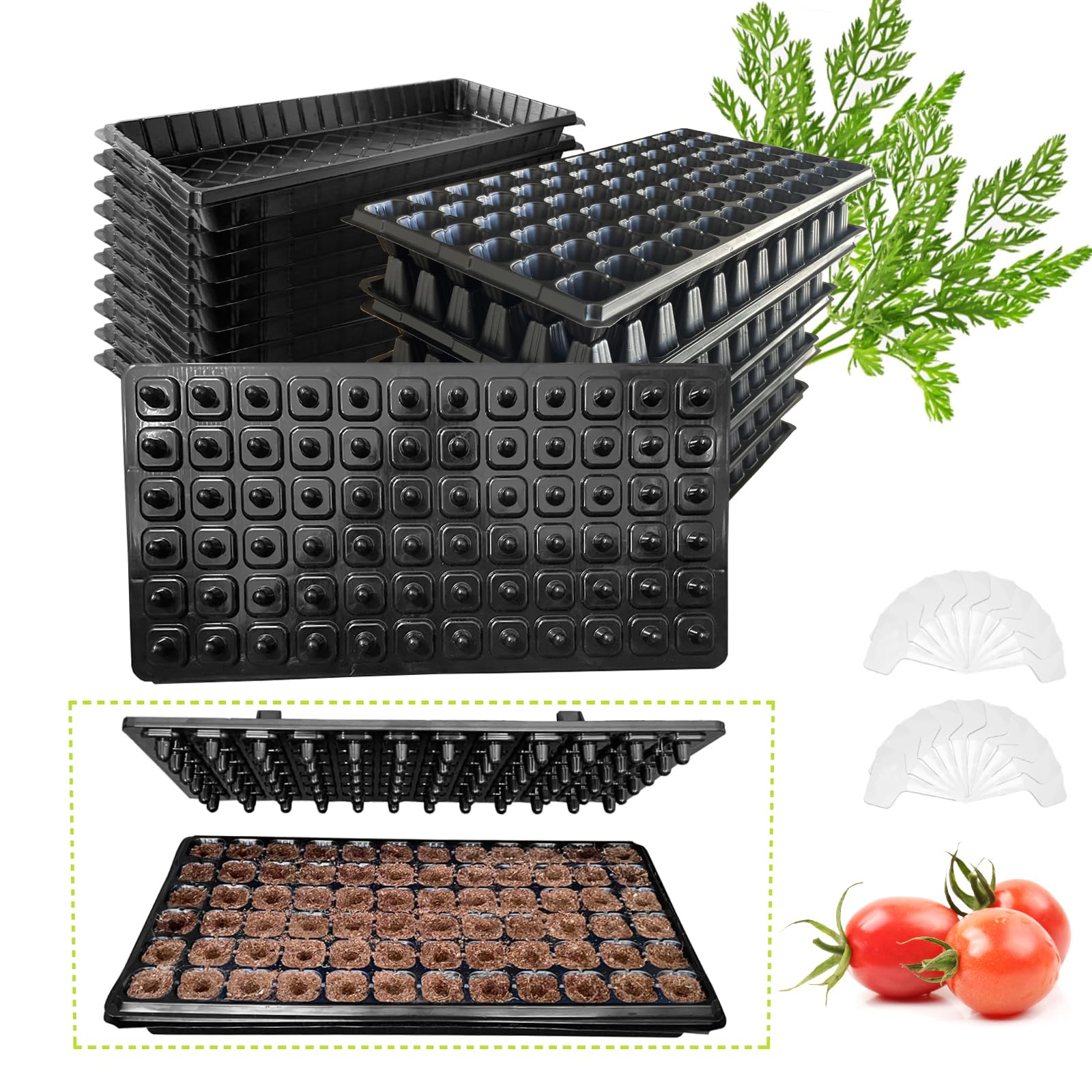 LARNORJE 72-cell seed starter tray with individual cells for organized germination