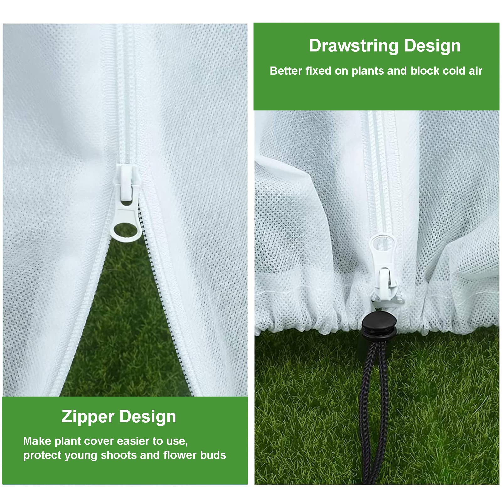 LARNORJE bottom drawstring seals the cover during windy cold spells.