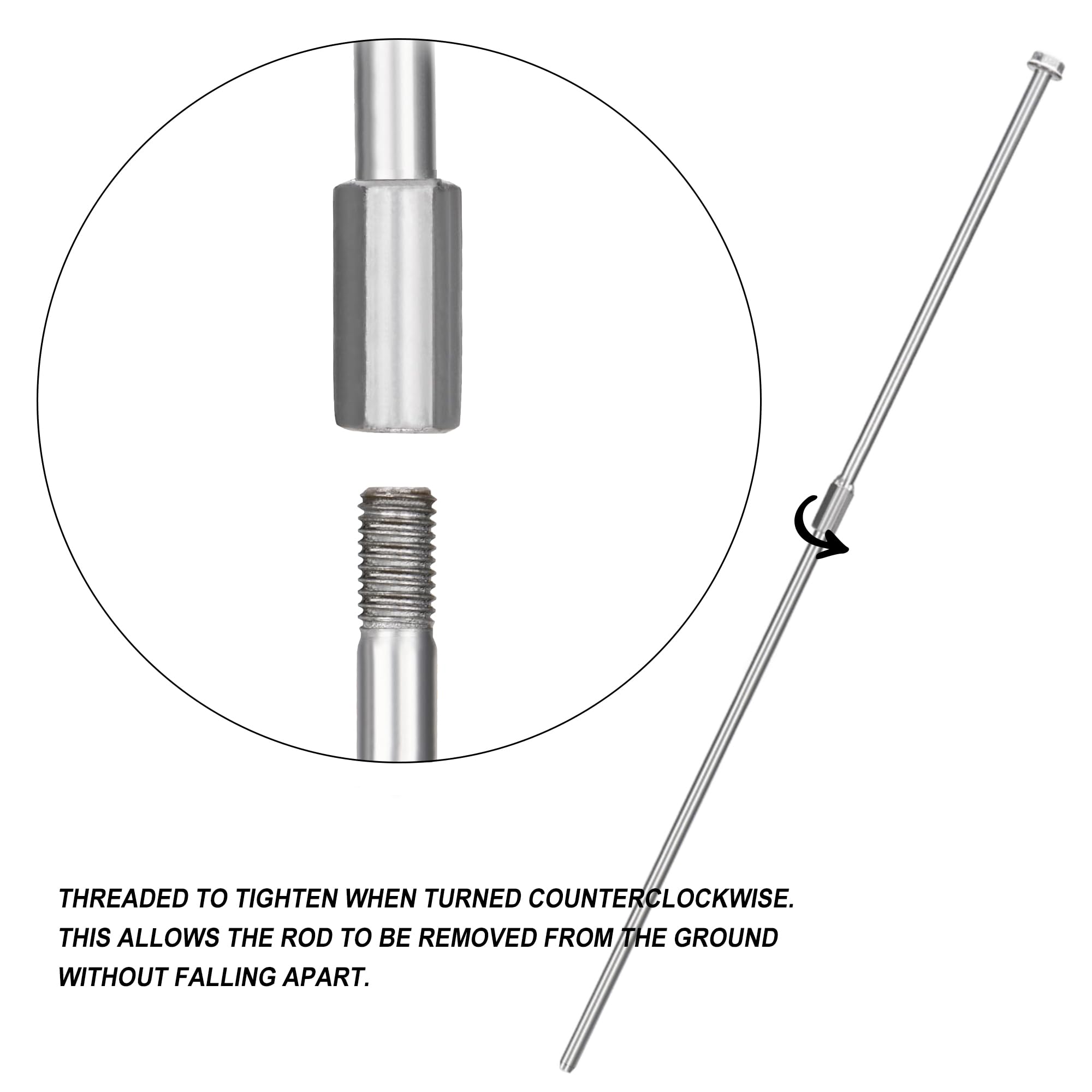 LARNORJE earth anchor secured to ground with 30 inch cable for versatile holding.