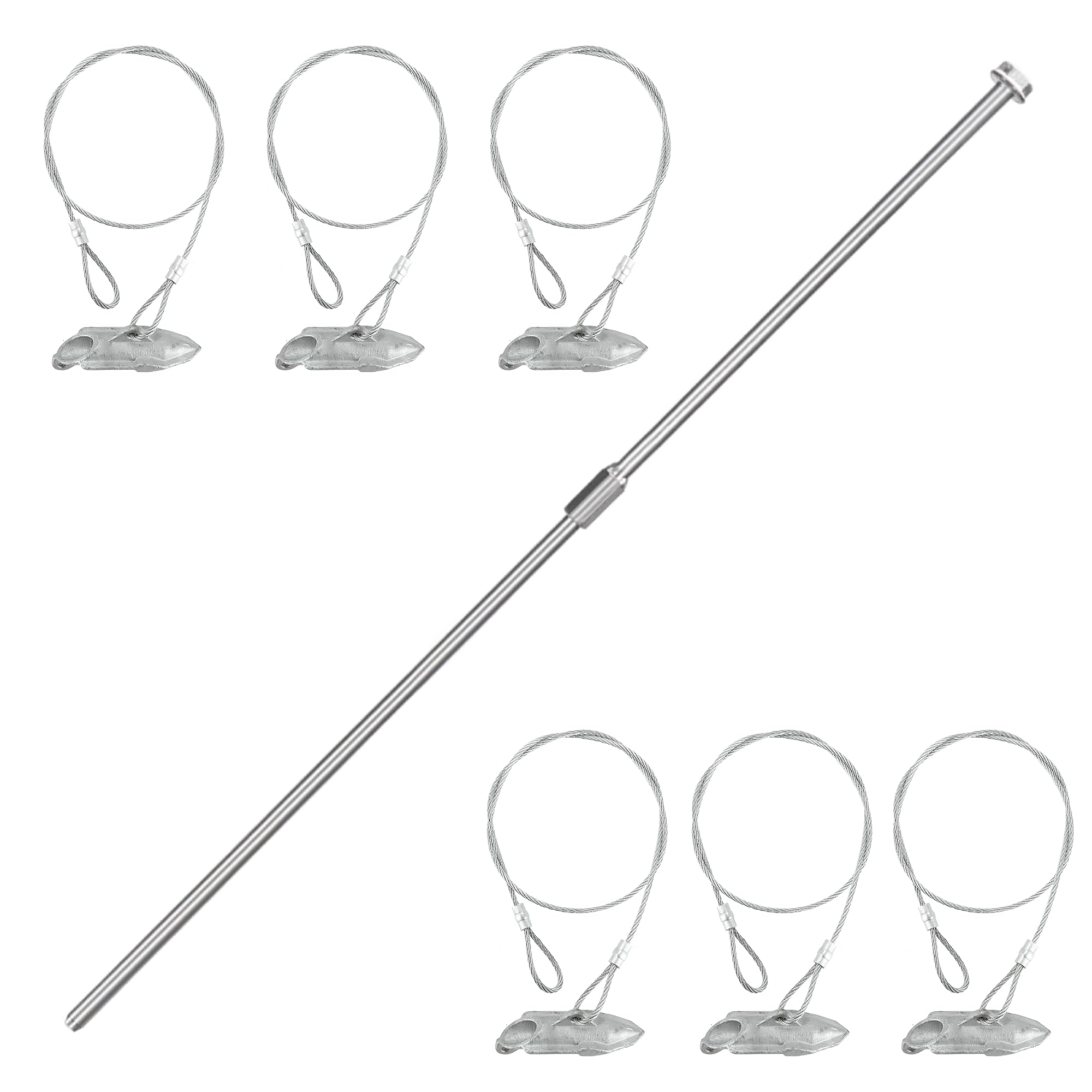 LARNORJE ground earth anchors 6-pack ready to secure outdoor items against movement.