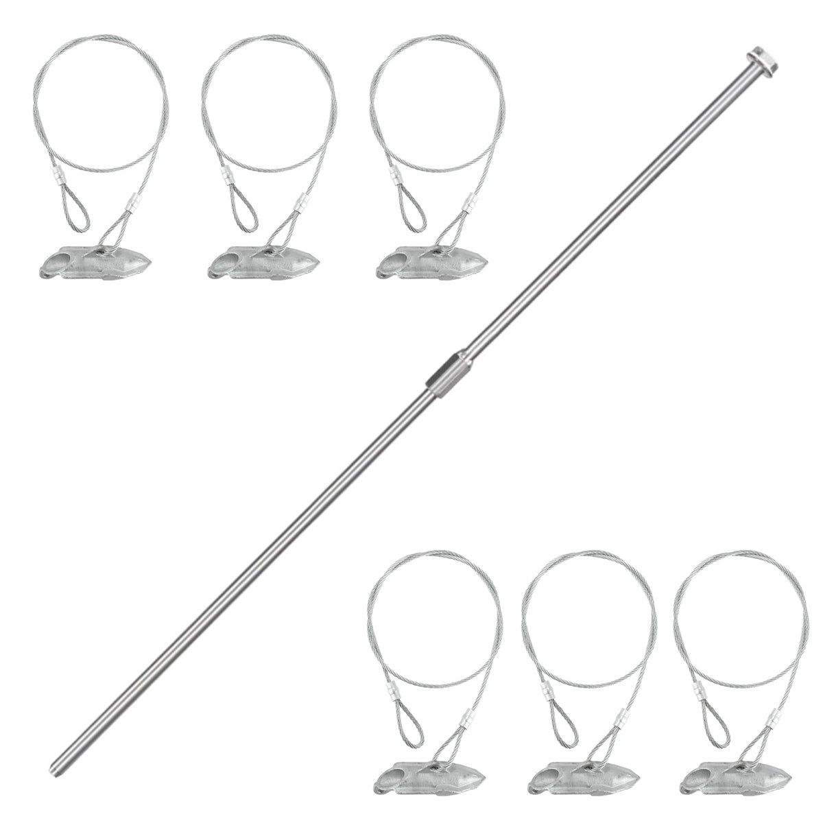 LARNORJE ground earth anchors 6-pack ready to secure outdoor items against movement.