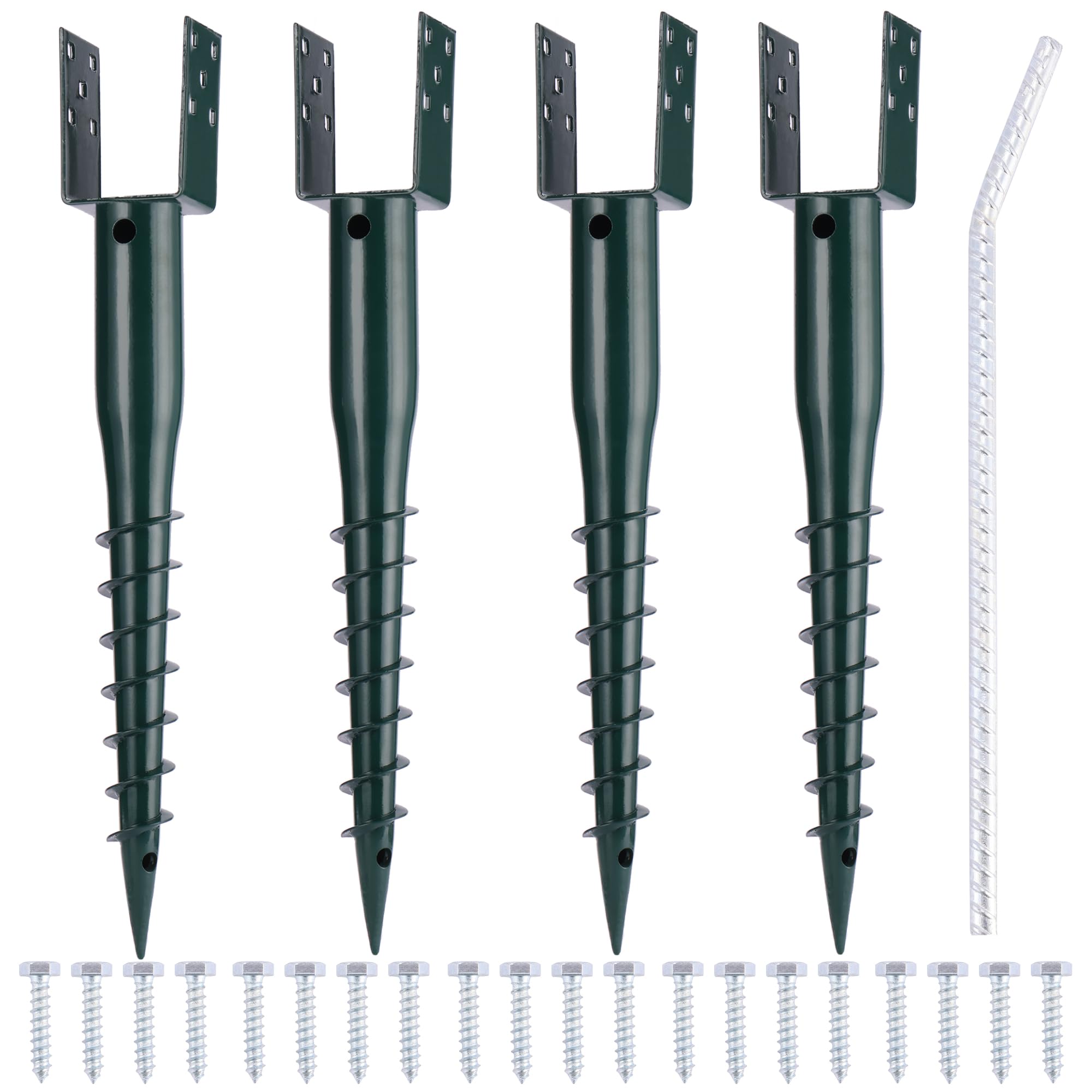 LARNORJE no dig ground anchor 27 inch stabilizes a 4x4 post without digging