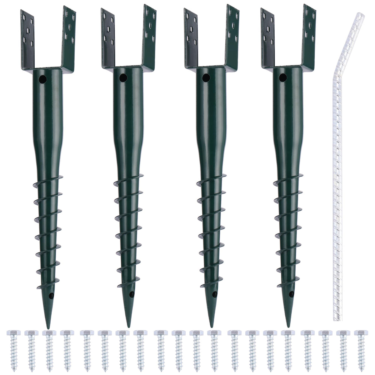 LARNORJE no dig ground anchor 27 inch stabilizes a 4x4 post without digging