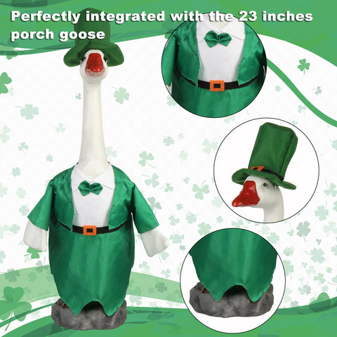 LarpGears porch goose display featuring St Patrick's Day styling.