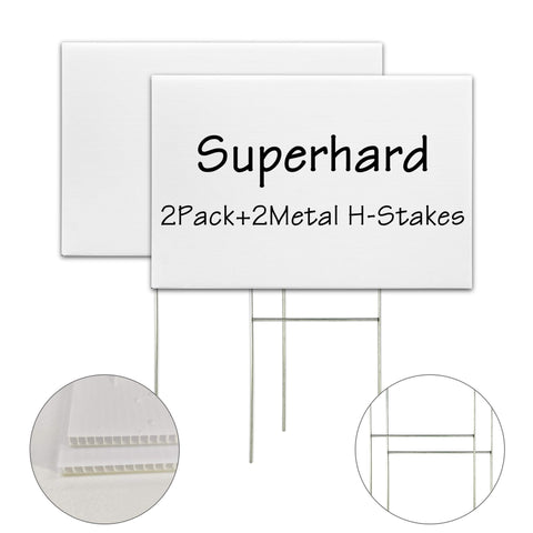 LARREEDE blank yard sign 18x12 with stakes for outdoor advertising.
