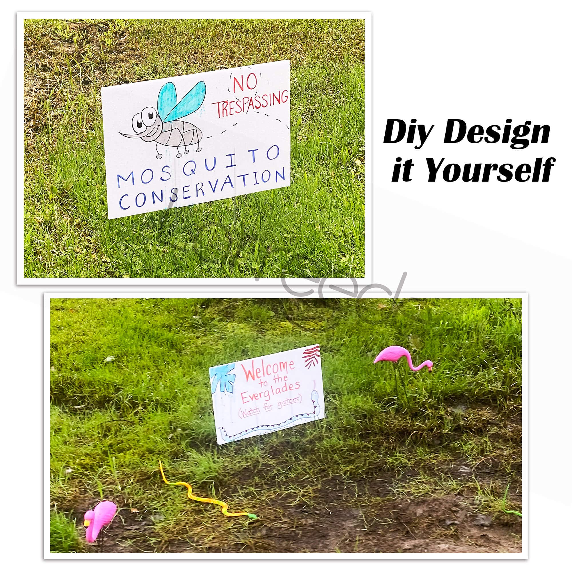 LARREEDE signs waterproof and wind resistant on lawn.
